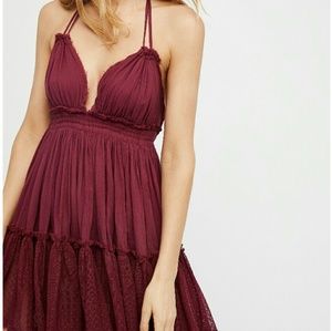 Free people maroon 100 degrees dress